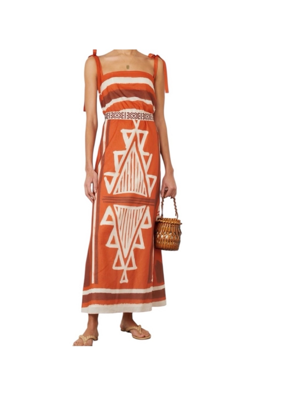 Johanna Ortiz Orange Regions of Myth‎ Cotton Ankle Dress, Size 2 - Picture 12 of 12